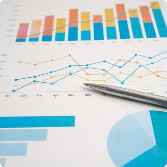 various graphs showing data over time on a piece of paper